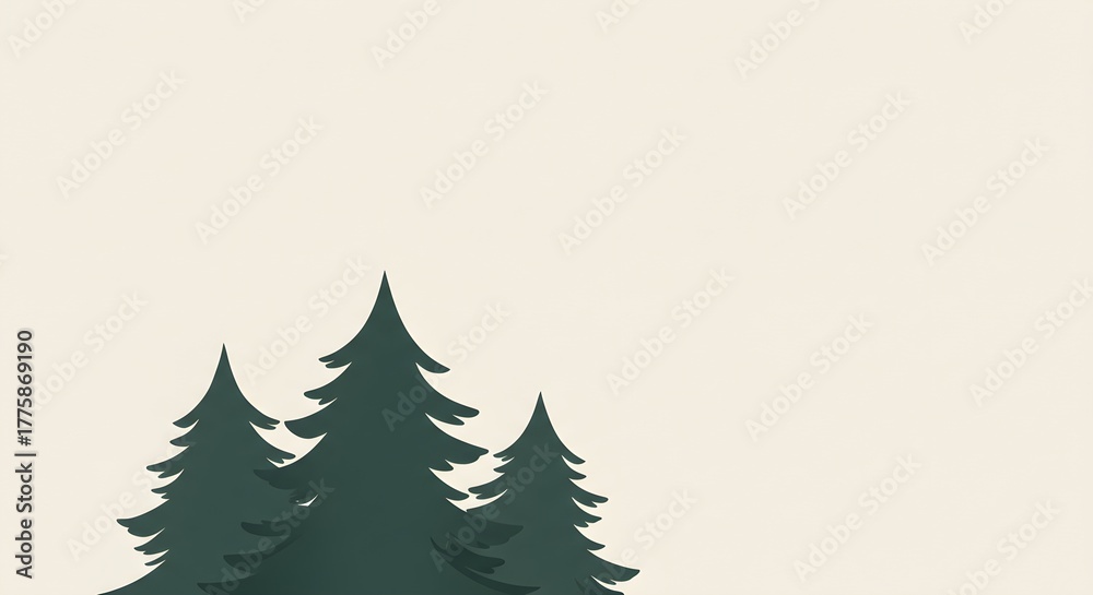 Obraz premium Minimalist trees illustration on beige background for design and decoration