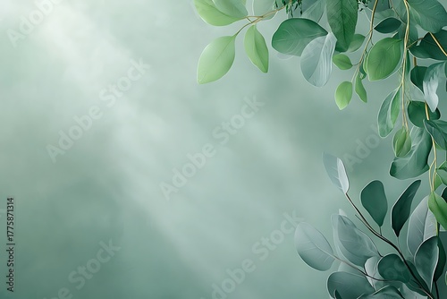 Elegant Green Leaf Background with Soft Light for Natural and Serene Designs