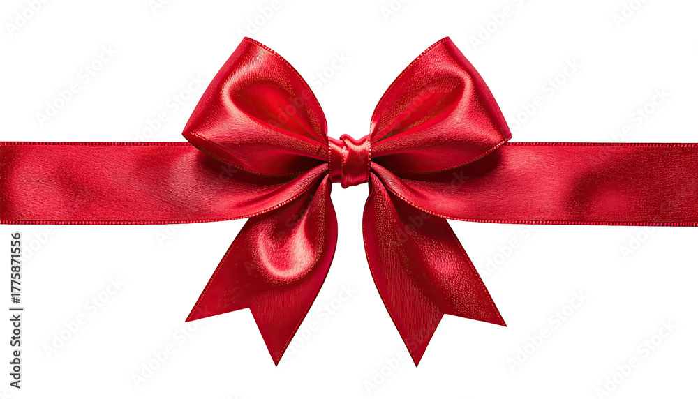 Fototapeta premium Vibrant red satin ribbon tied in a bow against black backdrop