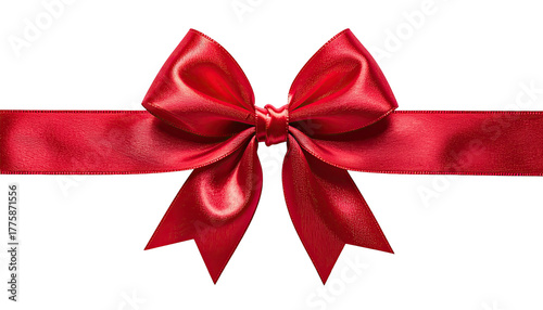 Vibrant red satin ribbon tied in a bow against black backdrop