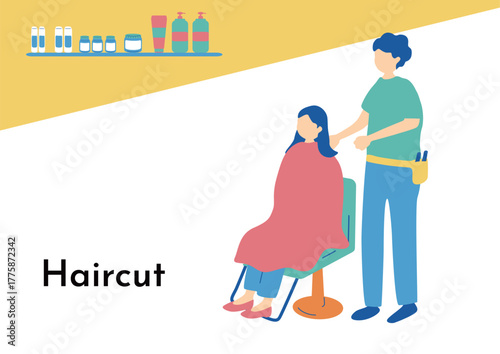 美容室で接客を受ける女性