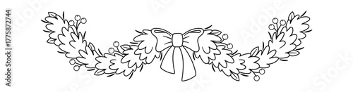 Christmas garland decorative black-and-white element