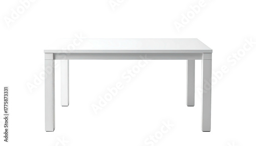 Simple white table isolated on black backdrop, minimalist design