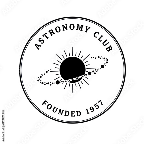 Astronomy Club Logo with Celestial Body and Founded Date.