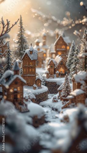 端正な木目の質感と白銀のトーンが調和し年末の販促やカードに扱いやすい落ち着いた冬のデコレーション風景. 生成AI