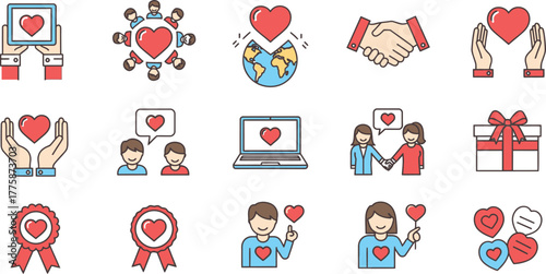 Fifteen Valentine Icons, Global Support, Computer Heart, Love, Heart in Hands
