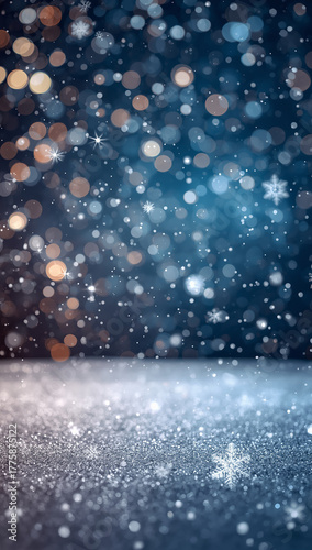 christmas background empty space snowflakes stars bokeh lights