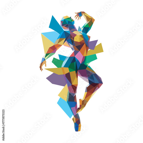 digital illustration of a dancer created in a low poly style