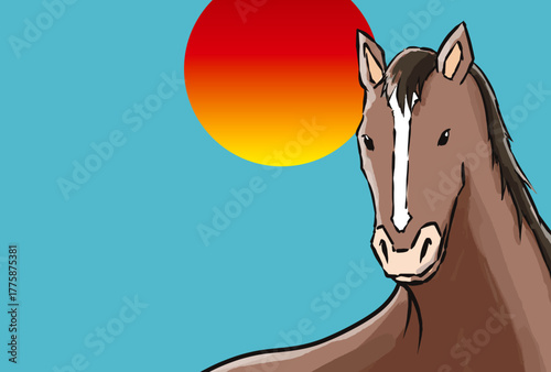 年賀状, 午年, 馬, 午, 謹賀新年, 和風, 和柄, 筆文字, 文字, 手書き, ハッピーニューイヤー