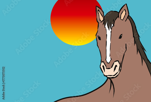 年賀状, 午年, 馬, 午, 謹賀新年, 和風, 和柄, 筆文字, 文字, 手書き, ハッピーニューイヤー