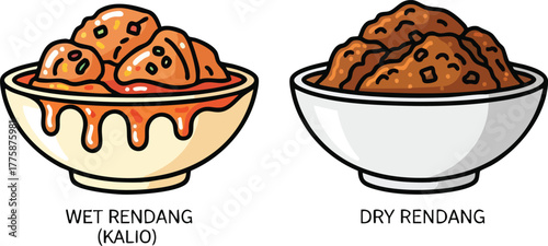 Two Bowls of Rendang One Wet and Saucy the Other Dry and Fluffy