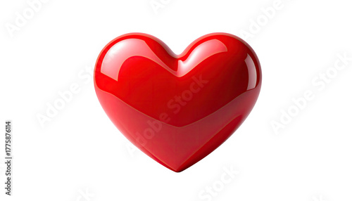 Glossy red heart, illuminated center, isolated black background