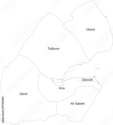 DJIBOUTI MAP with its administrative divisions and regions