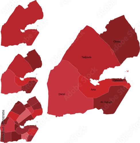 DJIBOUTI MAP with its administrative divisions and regions