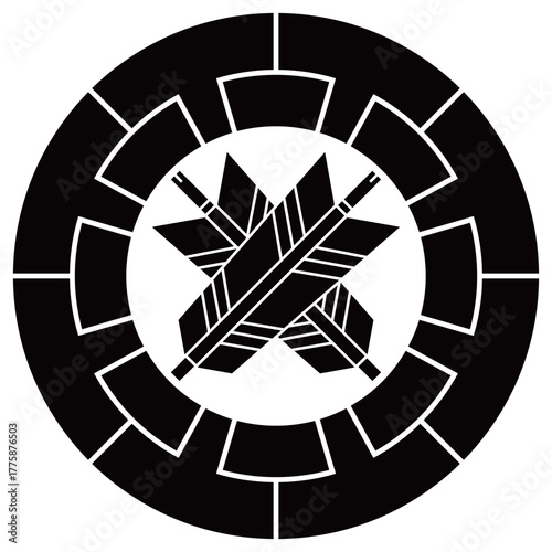 家紋です。源氏輪に並び矢と言います。