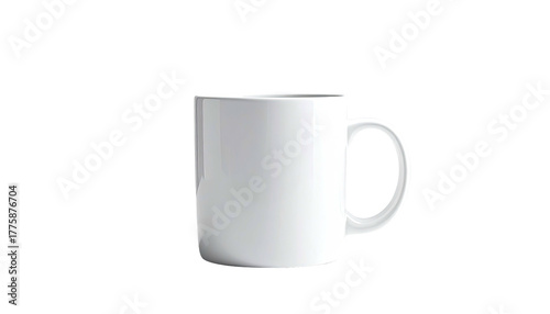 White mug with handle on dark background