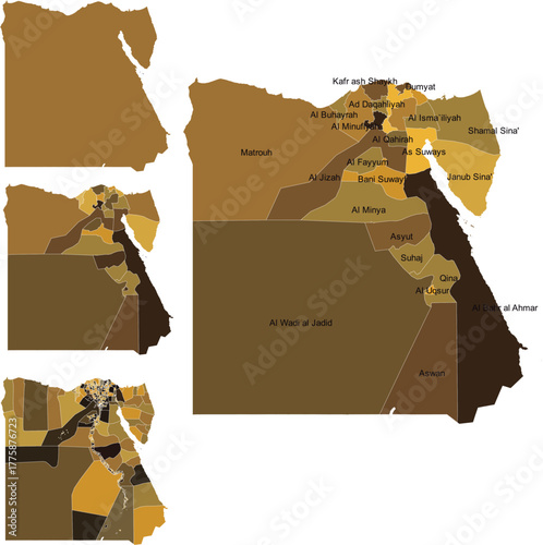 EGYPT MAP with its administrative divisions and regions