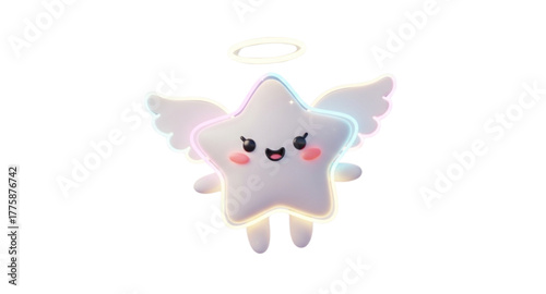 Cute white winged star cartoon