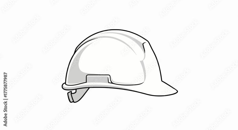 Fototapeta premium Vector icon of a white construction helmet, clean and modern design symbolizing safety and engineering work.