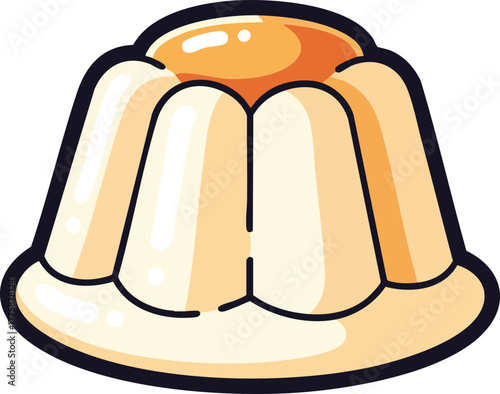 Pixel Art Jelly Dessert with Orange Topping on White Background