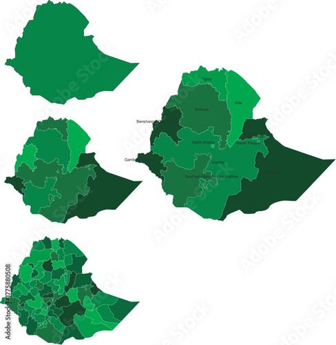 ETHIOPIA MAP with its administrative divisions and regions