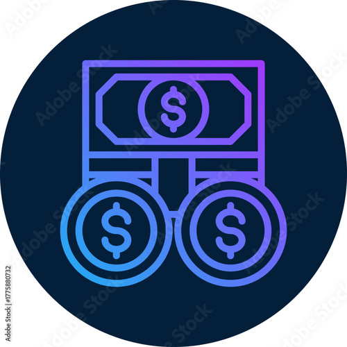 Cash money icon for audit, business, website, application, printing, document, poster design, etc