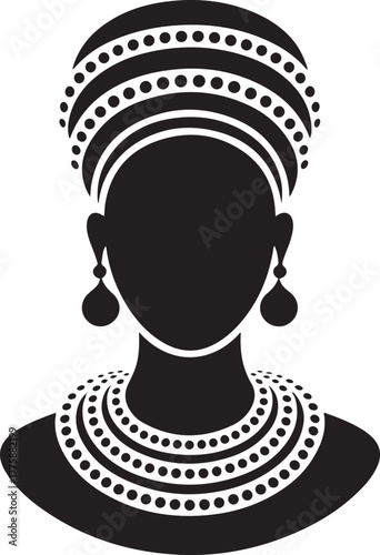 Black woman in traditional costume icon avatar. African woman design. Vector stock