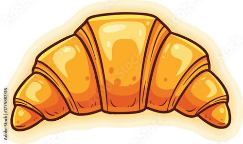 Golden Croissant Pastry with Warm Glow Isolated on White Background Detailed Pixel Art Style