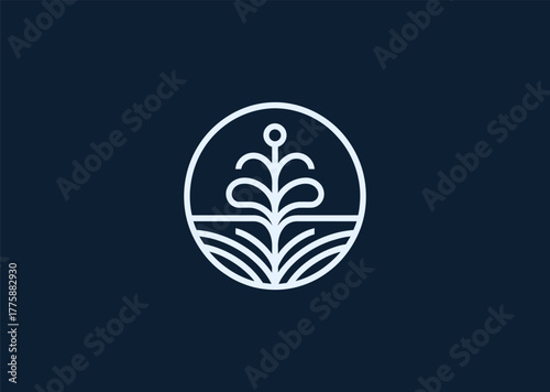 A minimalist fountain logo in elegant line style, featuring flowing water arcs with balanced symmetry, symbolizing purity, creativity, and continuous inspiration in vector design