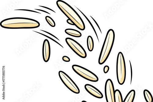 Abstract illustration of multiple light brown elliptical shapes in motion on a white background dynamic movement effect