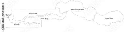 GAMBIA MAP with its administrative divisions and regions