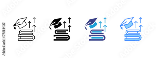 Higher Education icon set multiple style collection