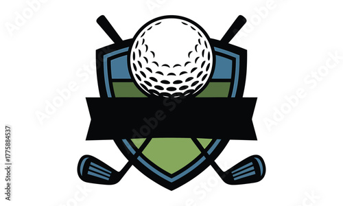 Golf emblem with clubs and ball