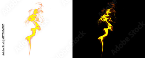 Obraz na plátně Bright Fire Flame Rising From Candle Wick With Soft Curling Tendrils On Transpar