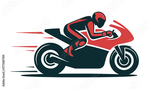 Motorcycle racer speeding fast