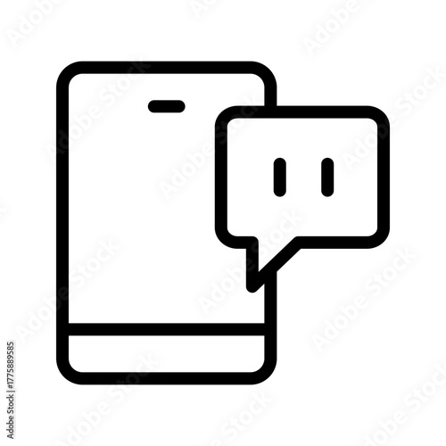 Mobile Chat icon set featuring messaging, conversation, communication, texting, and social interaction symbols in a clean modern line graphic style