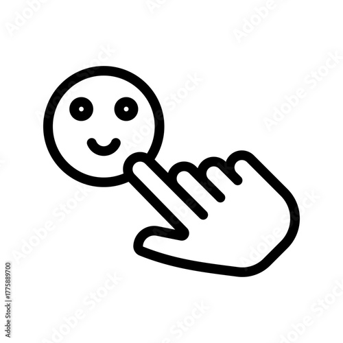 Smiley Click icon set featuring happy reactions, positive feedback, interaction, and cheerful expressions in a clean modern line graphic style