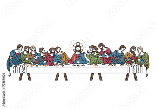 The Last Supper: Jesus and His Disciples at the Table.