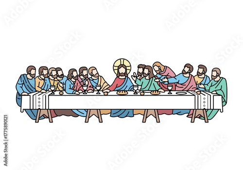 The Last Supper Illustration with Jesus and Disciples.