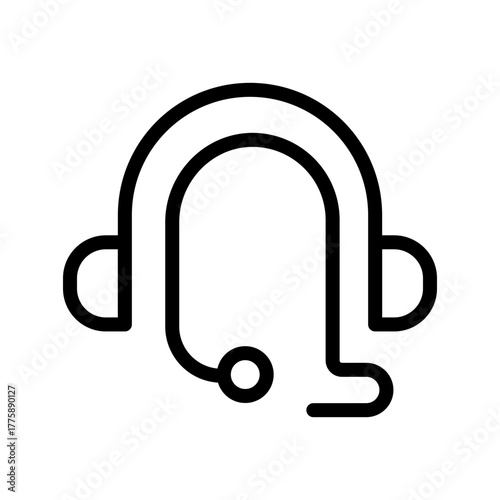 Headset icon collection showing audio communication, customer support, call center, gaming, and music symbols in a stylish modern line graphic design