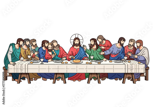 The Last Supper: Jesus and Disciples at the Table.