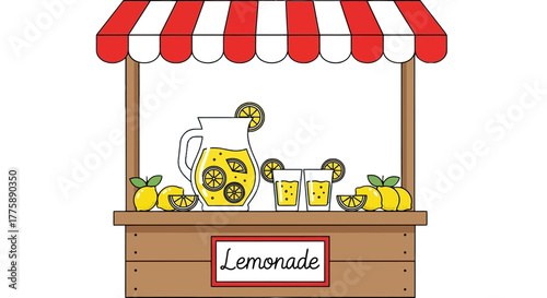 Lemonade stand with fresh lemons and refreshing drinks for sale.