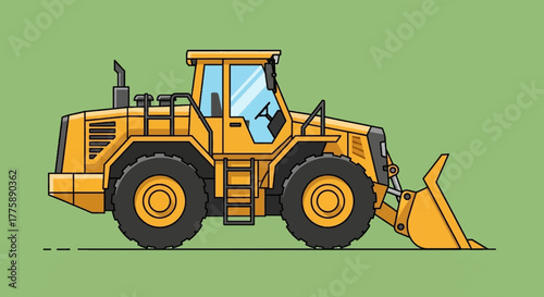 Powerful yellow loader ready for construction work, perfect for illustrating infrastructure projects and building industry themes