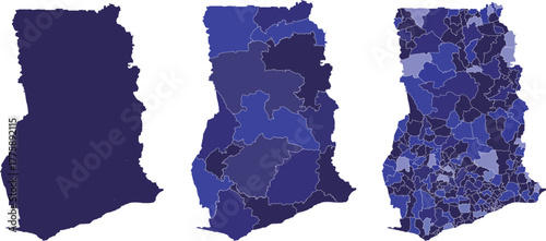 GHANA MAP with its administrative divisions and regions