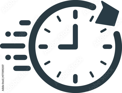 Speedy Clock Icon Fast Time Delivery Concept Flat Design