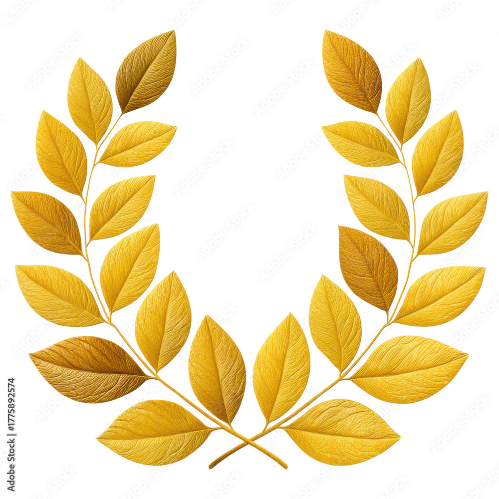 Obraz premium Gold laurel wreath with textured leaves symbolizing victory and prestige