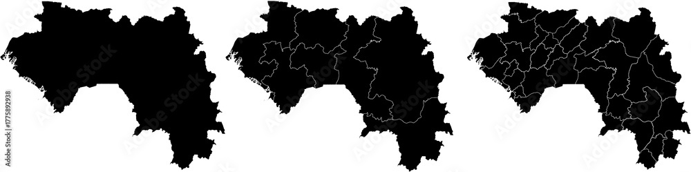 Obraz premium GUINEA MAP with its administrative divisions and regions