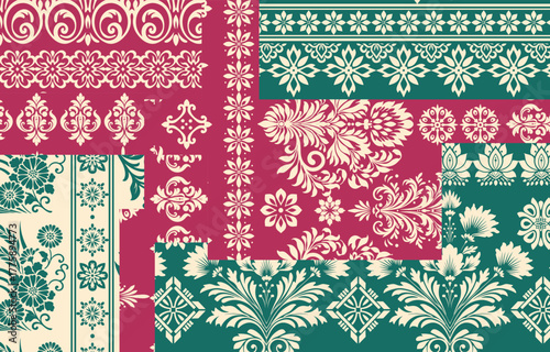 Motifs Ikat floral paisley embroidery floral. ikat ethnic Saree Sarong oriental pattern traditional.Ikat embroidery style abstract embroidery design for texture,fabric,clothing,wrapping,decoration	
