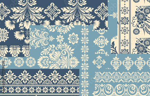 Motifs Ikat floral paisley embroidery floral. ikat ethnic Saree Sarong oriental pattern traditional.Ikat embroidery style abstract embroidery design for texture,fabric,clothing,wrapping,decoration	
