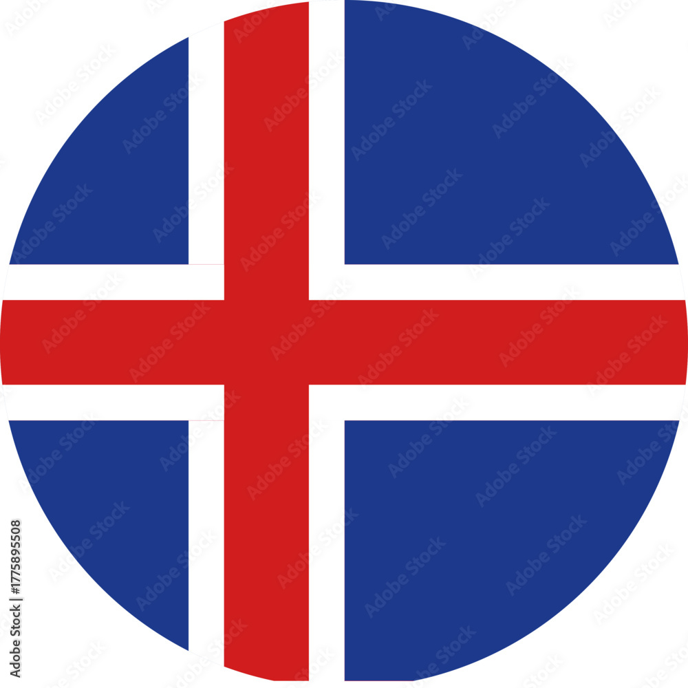 Fototapeta premium Iceland flag illustrator national of round